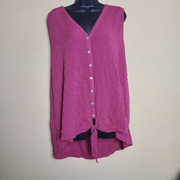 Peace & Pearls Button Down Front Knot Blouse - Picture 1 of 8